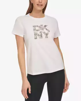 Женская футболка с круглым вырезом и короткими рукавами DKNY, белый