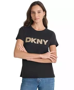 Женская футболка с круглым вырезом и логотипом с пайетками DKNY Jeans, черный