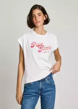 Женская футболка с круглым вырезом и логотипом в стиле ретро Pepe Jeans, белый