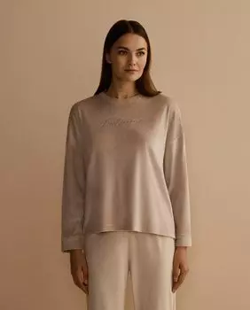 Женская футболка с круглым вырезом и металлизированной фразой nfasis, светло-коричневый