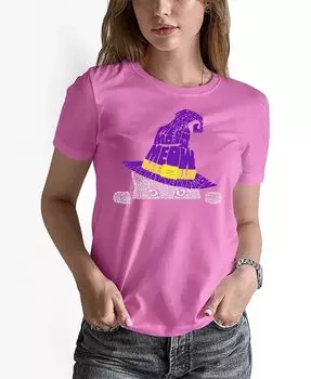 Женская футболка с круглым вырезом и надписью Peeking Witch Cat LA Pop Art, розовый