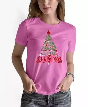 Женская футболка с круглым вырезом и надписью «Have Yourself a Merry Little Christmas» LA Pop Art, розовый