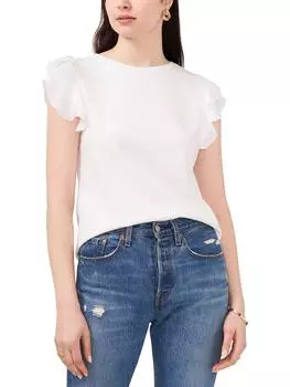 Женская футболка с круглым вырезом и оборками на рукавах Vince Camuto, цвет ultra white