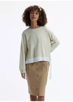 Женская футболка с круглым вырезом и однотонным камнем 24YKTS9002X Yargc