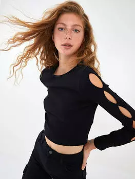 Женская футболка с круглым вырезом и окном с длинным рукавом Xside