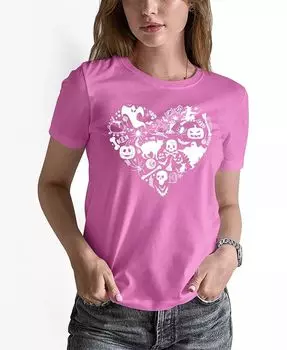 Женская футболка с круглым вырезом и принтом в виде сердца на Хэллоуин LA Pop Art, розовый