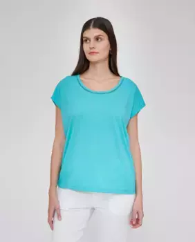 Женская футболка с круглым вырезом и приспущенными рукавами October, бирюзовый