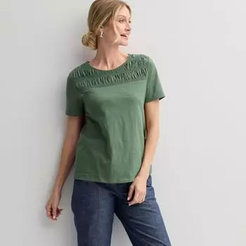 Женская футболка с круглым вырезом и сборками Croft & Barrow, цвет manolo olive