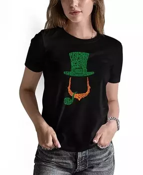 Женская футболка с круглым вырезом Leprechaun Word Art La Pop Art, розовый