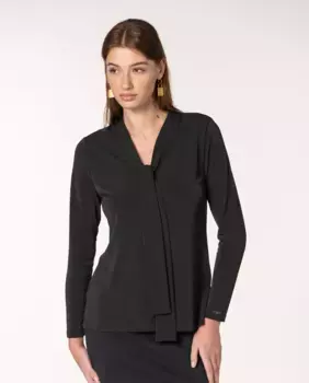 Женская футболка с кружевной вязкой и шнуровкой на вырезе Naulover, черный