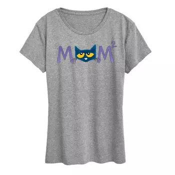 Женская футболка с квадратным принтом "Кот Пит" для мам Licensed Character, серый