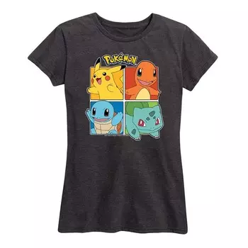 Женская футболка с квадратным рисунком Pokemon Partner Licensed Character, цвет Heather Charcoal