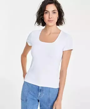 Женская футболка с квадратным вырезом и короткими рукавами On 34th, белый
