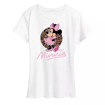 Женская футболка с леопардовым принтом Disney Minnie Mouse Licensed Character, белый