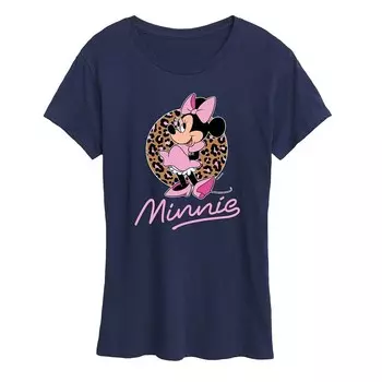 Женская футболка с леопардовым принтом Disney's Minnie Mouse Licensed Character, темно-синий
