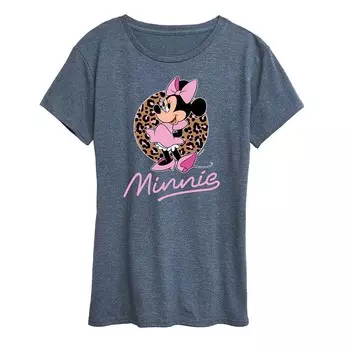 Женская футболка с леопардовым принтом Disney's Minnie Mouse Licensed Character, цвет Heather Blue