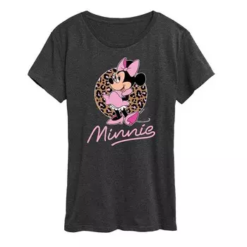 Женская футболка с леопардовым принтом Disney's Minnie Mouse Licensed Character, цвет Heather Charcoal