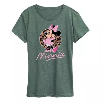 Женская футболка с леопардовым принтом Disney's Minnie Mouse Licensed Character, цвет Juniper