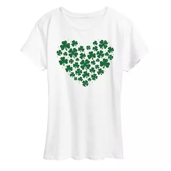 Женская футболка с леопардовым принтом и рисунком Shamrock Heart Licensed Character, белый