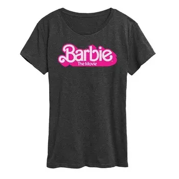 Женская футболка с логотипом Barbie The Movie и графическим рисунком Licensed Character, цвет Heather Charcoal