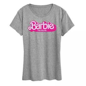 Женская футболка с логотипом Barbie The Movie и графическим рисунком Licensed Character, цвет Heather Gray