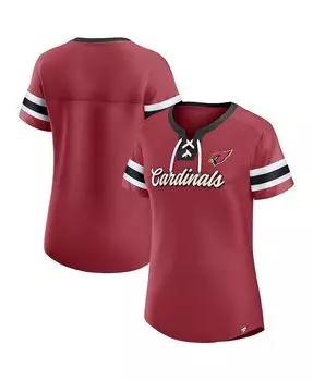 Женская футболка с логотипом Cardinal Arizona Cardinals Original State на шнуровке Fanatics, красный