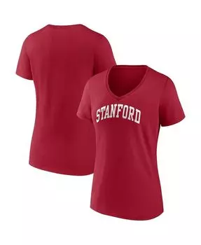 Женская футболка с логотипом Cardinal Stanford Cardinal Basic Arch с v-образным вырезом Fanatics