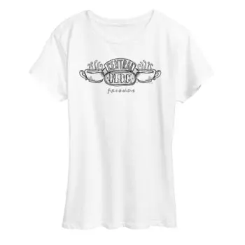 Женская футболка с логотипом Central Perk Friends и графическим рисунком Licensed Character, белый