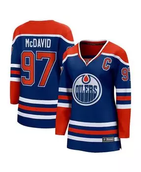 Женская футболка с логотипом Connor McDavid Royal Edmonton Oilers Home Premier Breakaway Player Fanatics, синий