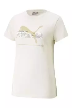 Женская футболка с логотипом цвета экрю Puma, бежевый