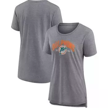 Женская футболка с логотипом Fanatics серого цвета с откидной спиной Miami Dolphins Modern Fanatics