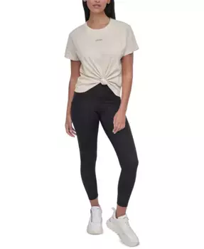 Женская футболка с логотипом и шипами DKNY, коричневый/бежевый