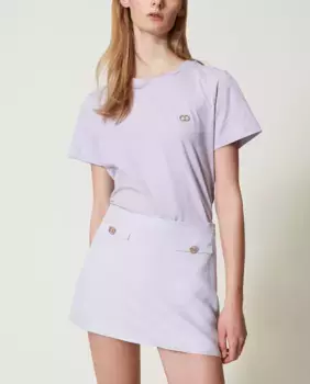 Женская футболка с логотипом из стразов Twinset, фиолетовый