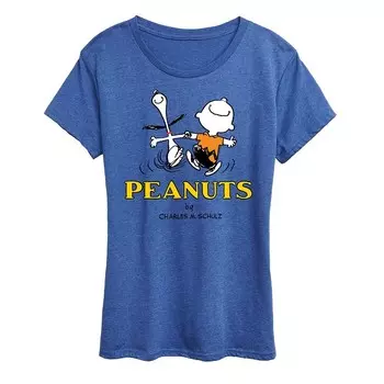 Женская футболка с логотипом Peanuts Charlie Snoopy и графическим рисунком Licensed Character, цвет Heather Royal Blue