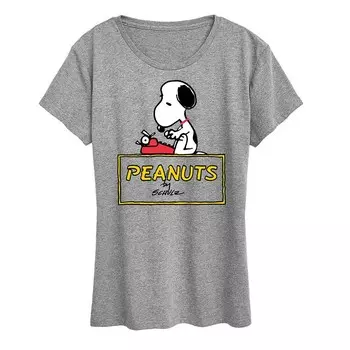 Женская футболка с логотипом Peanuts Snoopy Typing и графическим рисунком Licensed Character, цвет Heather Gray