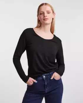 Женская футболка с люрексом с длинными рукавами Pieces, черный