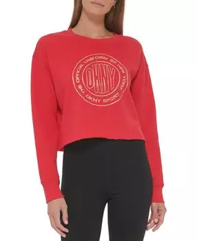 Женская футболка с металлическим логотипом и длинными рукавами DKNY, мульти