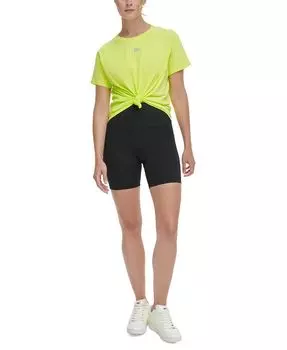 Женская футболка с металлизированным логотипом и узлом спереди DKNY, желтый