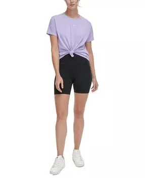 Женская футболка с металлизированным логотипом и узлом спереди DKNY, красный