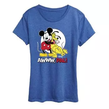 Женская футболка с Микки Маусом и Плуто с рисунком «Awww pal» Disney, синий
