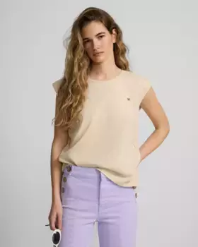 Женская футболка с мини-логотипом из 100% хлопка Silbon, бежевый