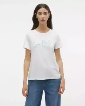 Женская футболка с надписью на коротком рукаве Vero Moda, белый