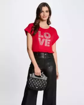 Женская футболка с надписью спереди Morgan, красный