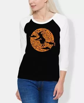 Женская футболка с надписью spooky witch raglan word art LA Pop Art, мульти
