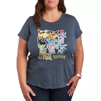 Женская футболка с наклейками Pokemon Eevelution Licensed Character, синий