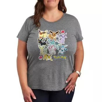 Женская футболка с наклейками Pokemon Eevelution Licensed Character, серый