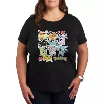 Женская футболка с наклейками Pokemon Eevelution Licensed Character, черный