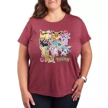Женская футболка с наклейками Pokemon Eevelution Licensed Character, красный