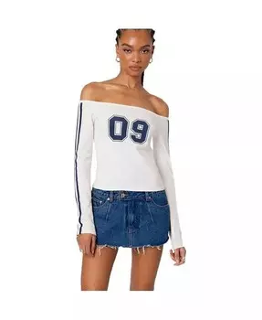 Женская футболка с открытыми плечами и длинными рукавами в стиле 90-х годов Edikted, белый
