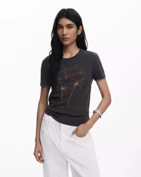 Женская футболка с пальмами Desigual, черный